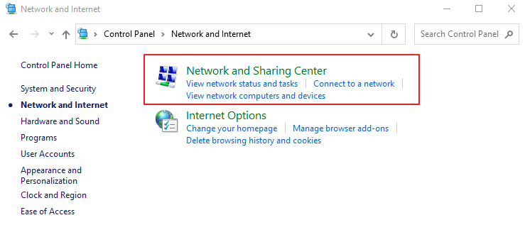 network-and-sharing-center